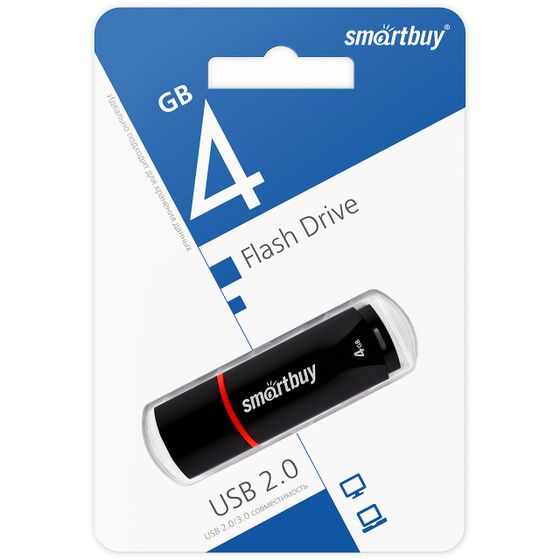 Флеш диск 4Gb Smartbuy Crown SB4GbCRW-K USB2.0 черный