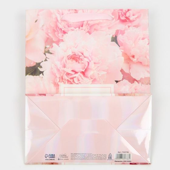 !Пакет ламинированный 2 штуки «Счастья и успехов» радужная голография, MS 18 х 23 х 10 см