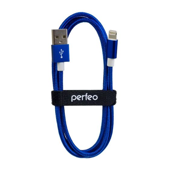 Кабель Perfeo USB 2.0 A(m) - Lightning(m) тканевый 1м синий (I4311)