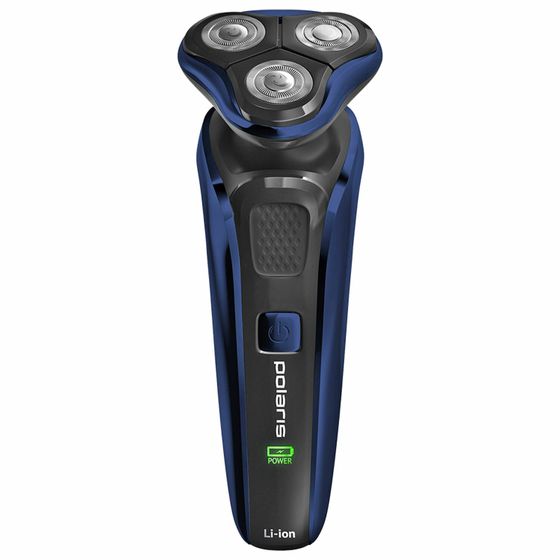 Бритва роторная Polaris PMR 0309RC PRO аккум./сеть черный/синий
