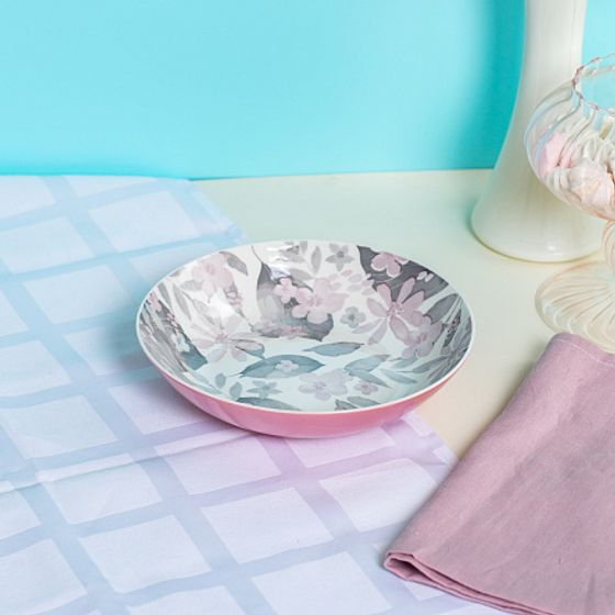 Тарелка суповая BLOOMING розовая 20см