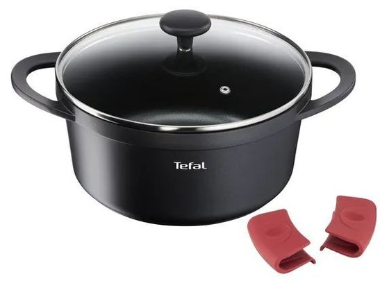 Кастрюля Tefal Pro Cook E2184475 2.4л стек.кр, силикон.ручки черный