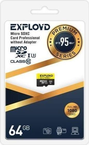 Карта памяти microSDXC 64GB Exployd EX064GCSDXC10UHS-1-ElU3 w