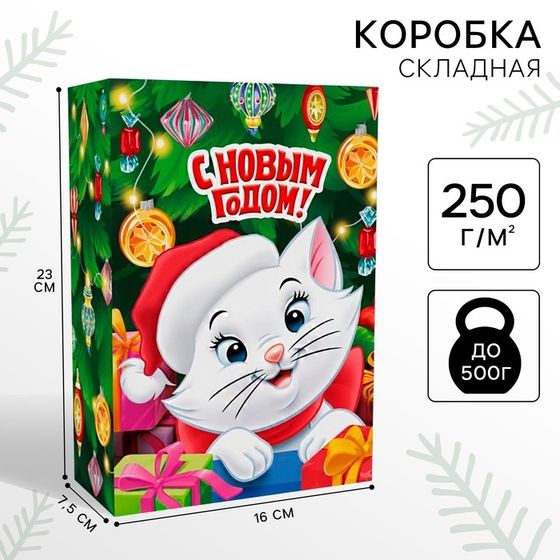 Коробка новогодняя подарочная, 16 х 23 х 7.5 см, Коты аристократы