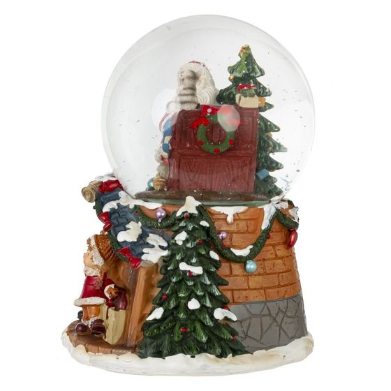 Фигурка декоративная &quot;Дед Мороз&quot; в стекл шаре (муз, вьюга, ААх3,н/п), D 9.5 см, L12 W12 H16 см