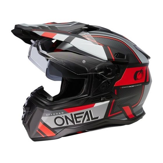 Шлем кроссовый со стеклом O&#39;Neal D-SRS Square V24, ABS, матовый, красный/черный, XL