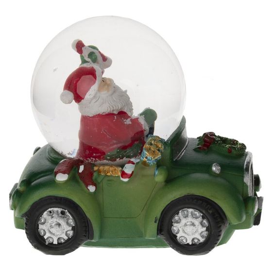 Фигурка декор в стекл шаре &quot;Дед Мороз на машине&quot;, D 4.5 см, L7,5 W5 H7 см