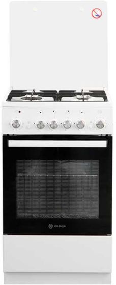 Плита комбинированная De Luxe 5040.40гэ (кр) ЧР белый (стеклянная крышка) реш.чугун
