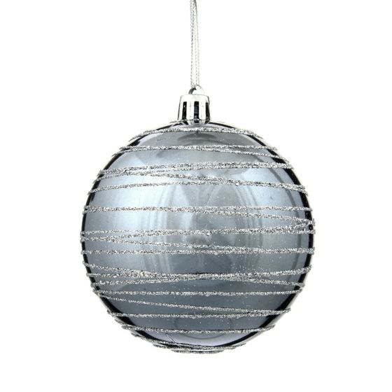 Набор из 12шт, Украшение новогоднее Шар &quot;Спираль серебристая&quot;, D10 см, L44 W33 H11 см