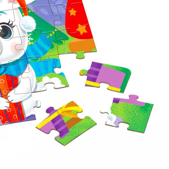 !09 Набор из 2-х пазлов - Пазл «Украшаем ёлочку», по 54 элемента