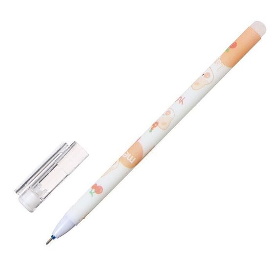 !09 Ручка гелевая (набор 5 штук) со стираемыми чернилами, стержень синий, Кошка с ягодами корпус МИКС