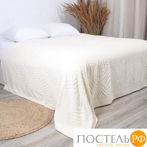 АШ500520/1 Покрывало жаккард велюр 200*220 &quot;Palm &quot; milky