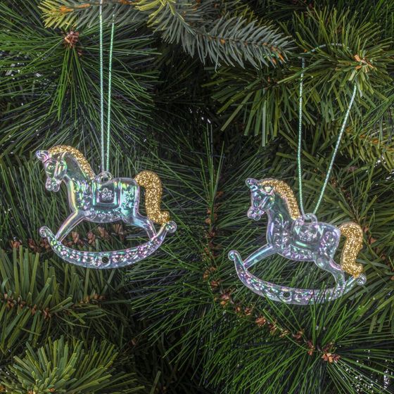 Набор из 2шт Украшение новогоднее &quot;Лошадка&quot;, L5,5 W0,5 H4,5 см