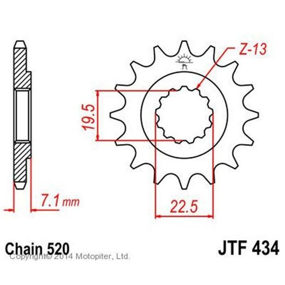 Звезда ведущая JTF434-15, F434-15, JT sprockets, цепь 520, 15 зубьев