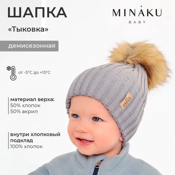 Шапка детская MINAKU р-р 48-50, цвет серый