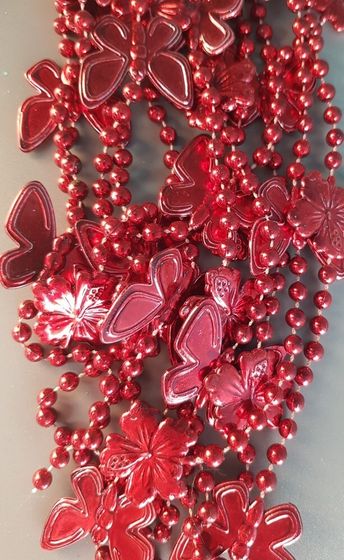 !09 НАБОР 2 ШТУКИ - ЕЛОЧНОЕ УКРАШЕНИЕ - БУСЫ "БАБОЧКИ" 2,7 М., ЦВЕТ КРАСНЫЙ