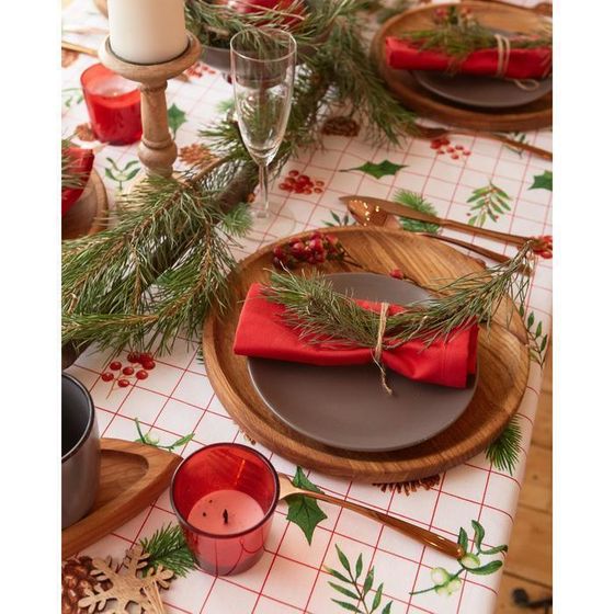 !Скатерть New Year 146х220см, 100%хл, рогожка 164 г/м2