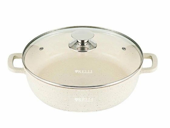 Сотейник Kelli KL-4715-28 28см стек.кр бежевый