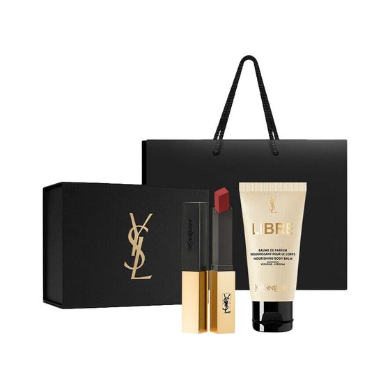 SAINT LAURENT Small Gold Bar Lipstick And Body Lotion Gift Set Makeup Sets Easy To Color 2.2g+50ml