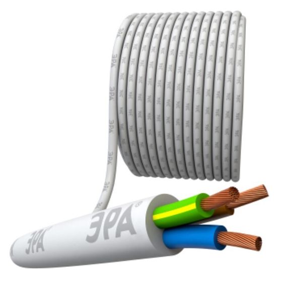 Провод ЭРА ПВС 3х0,75 мм2 5 м, белый