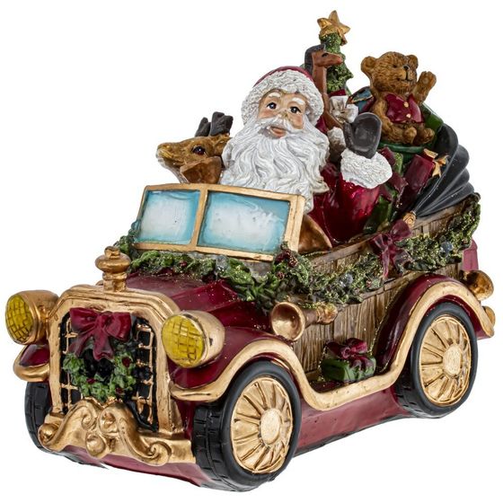 Фигурка декоративная &quot;Дед Мороз на машине&quot; с подсвет (2xAA н/п), L25 W12 H16 см