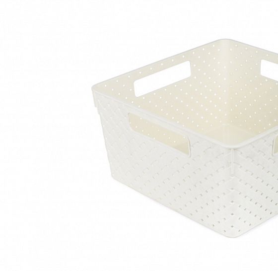 Коробка для хранения БЕРЕСТА слоновая кость 11л 290х290х151 с крышкой