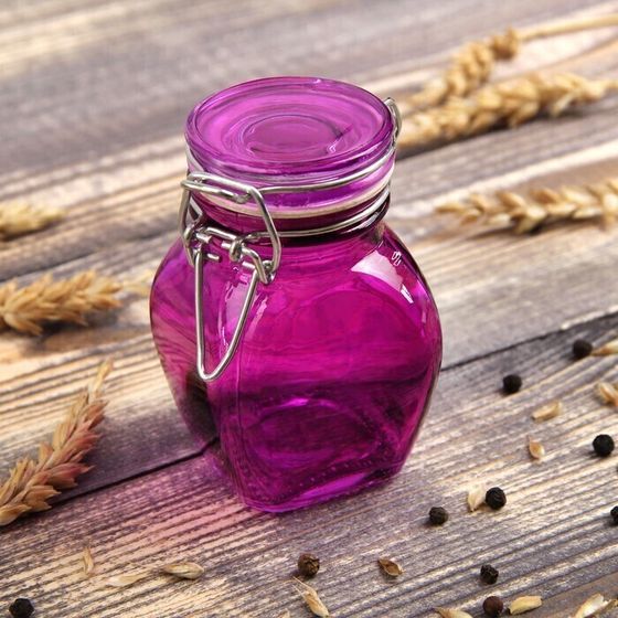 !09 Банка для сыпучих продуктов «Овал», 100 мл, 6x8,5 см, с бугельным замком, цвет МИКС