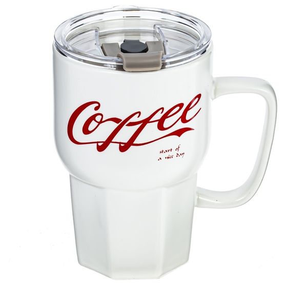 Кружка с крышкой и трубочкой, 400 мл, L13 W9 H19,5 см, 2в.