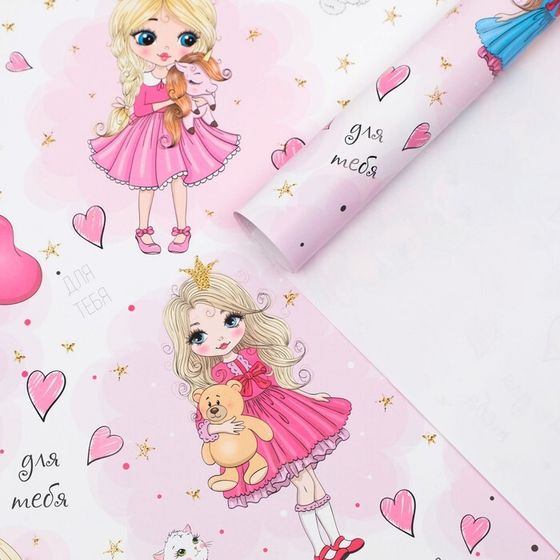 Бумага упаковочная, глянцевая &quot;Princess &quot;, 60 х 90 см