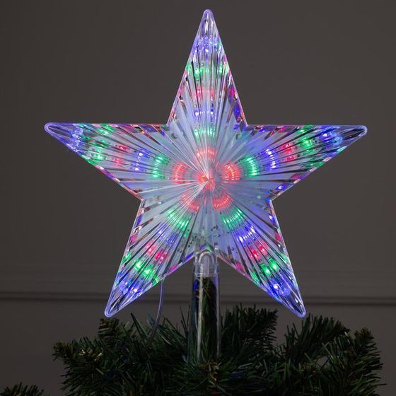 #Светодиодная верхушка на ёлку «Звезда белая» 22 см, 30 LED, провод 2 метра, 220 В, свечение мульти