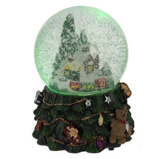 Фигурка декор в стекл шаре &quot;Домики&quot; (подсв, муз, вьюга, AAAх3 н/п), D 9.5 см, L11,5 W11,5 H15,5 см