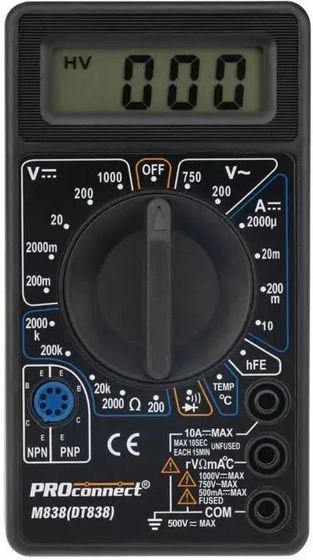 Мультиметр PROconnect M838 DT838 цифровой черный (13-3013)
