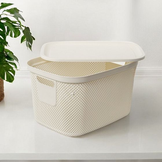 Корзина NICKEL кремовая 18л 28.5х38х22.2см с крышкой