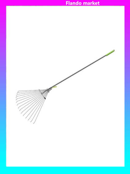 !Грабли веерные, проволочные, 15 зубцов, нержавейка, раздвижные, металлический черенок