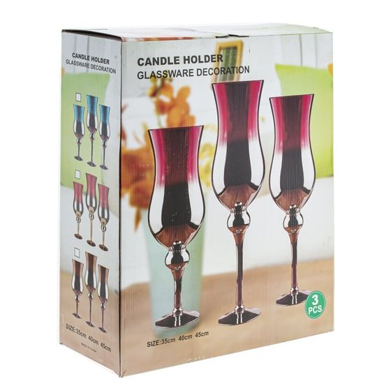 Набор из 3-х подсвечников, L37 W13 H45 см