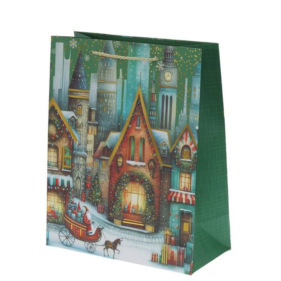 Пакет подарочный (бумага 210г/м2, блок 12шт), L18 W10 H23 см, 4в.