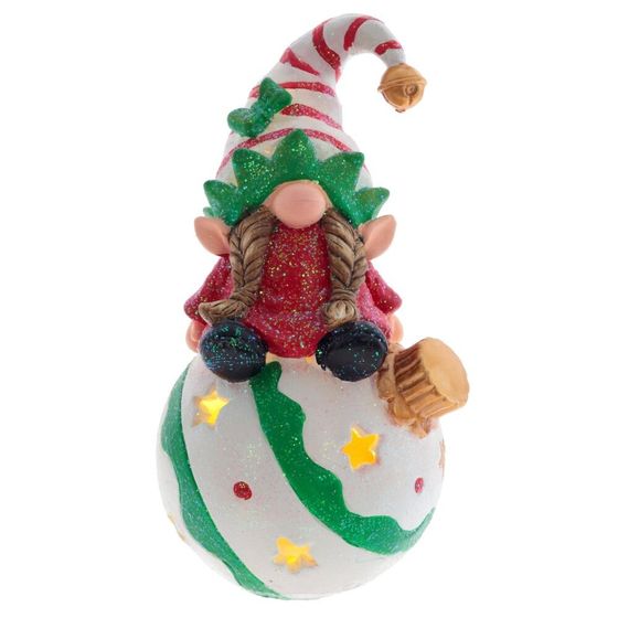 Фигурка декоративная "Гном" с подсветкой (LR44 2 шт), L10 W9 H18 см, 1 штука, дизайн микс