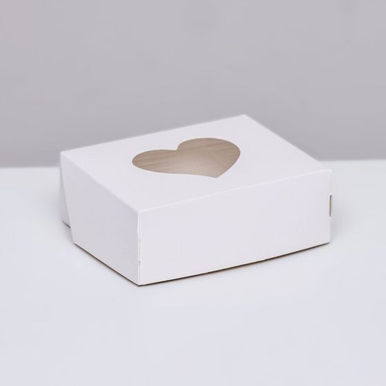 Коробка складная &quot;Сердца&quot;, ,белый, 10 х 8 х 3,5 см