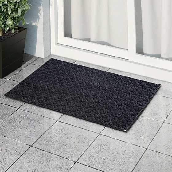 Коврик придверный ORNAMENT серебряный 74x44см