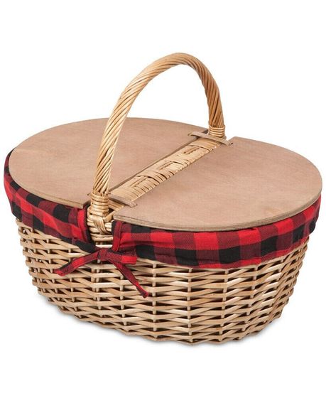 Country Red &amp; Black Buffalo Plaid Picnic Basket