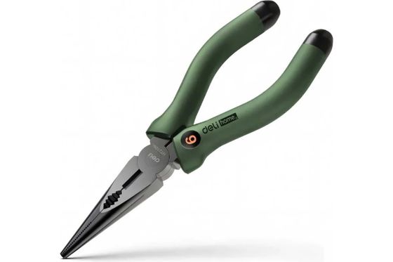Шарнирно-губцевый инструмент длиногубцы Deli Home Series Green HT2106L 160мм, эксклюзивный дизайн, рукоятка из высококачественного софттач пластика