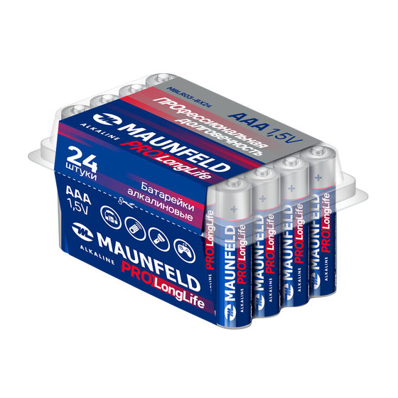 Батарейка Maunfeld PRO Long Life Alkaline ААА(LR03) MBLR03-BX24, бокс 24 шт.