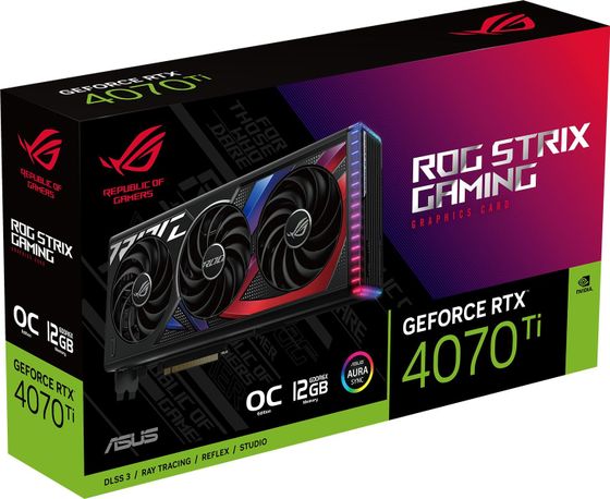 Видеокарта Asus PCI-E 4.0 ROG-STRIX-RTX4070TI-O12G-GAMING NVIDIA GeForce RTX 4070TI 12288Mb 192 GDDR6X 2610/21000 HDMIx2 DPx3 HDCP Ret