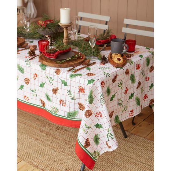 !Скатерть New Year 146х220см, 100%хл, рогожка 164 г/м2