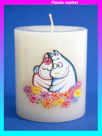!Свеча «Муми тролли», 75 × 75 × 100 мм, цвет белый
