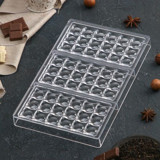 Форма для шоколада KONFINETTA «Поп-ит», 27,5×17,5×2,5 см,  3 ячейки (5,3×7,5×0,8 см)