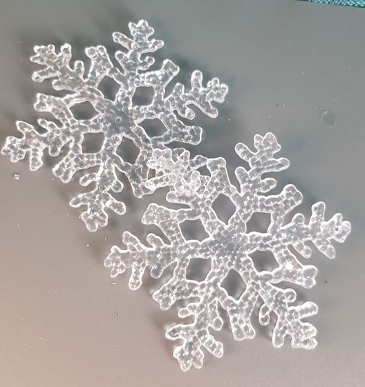 !09 НАБОР 4 ШТУКИ - НАБОР ЕЛОЧНЫХ УКРАШЕНИЙ &quot;CLASSIC WHITE&quot; - СНЕЖИНКА 10 СМ. ПРОЗРАЧНЫЙ