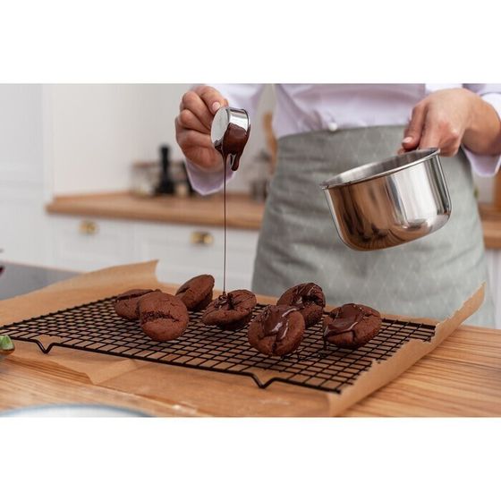 !09 Решётка 2 штуки для глазирования и остывания кондитерских изделий KONFINETTA, 40×25×1,5 см, цвет чёрный