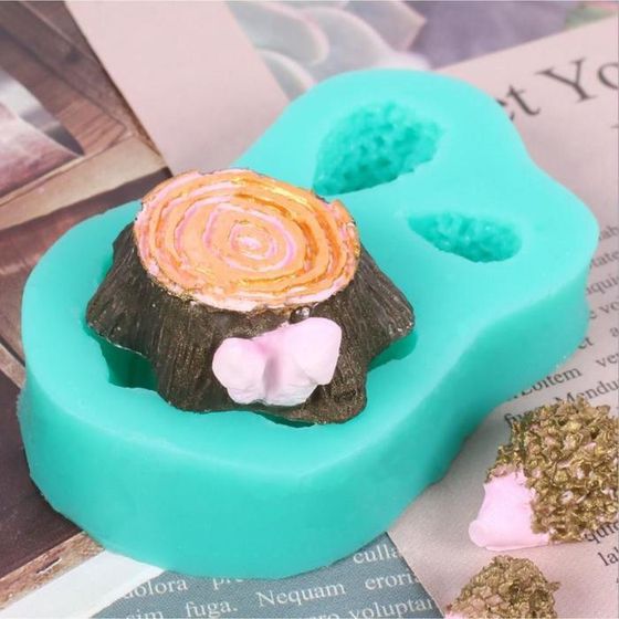 Молд силикон &quot;Пенёк и ёжики&quot; 3 предмета 1,7х7,5х4,8 см