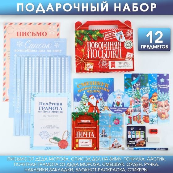 Подарочный набор новогодний 12 предметов «Новогодняя посылка»